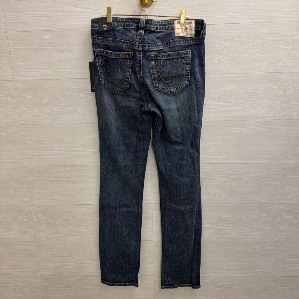 True Religion Dark Wash Billie Mid Rise Straight 30