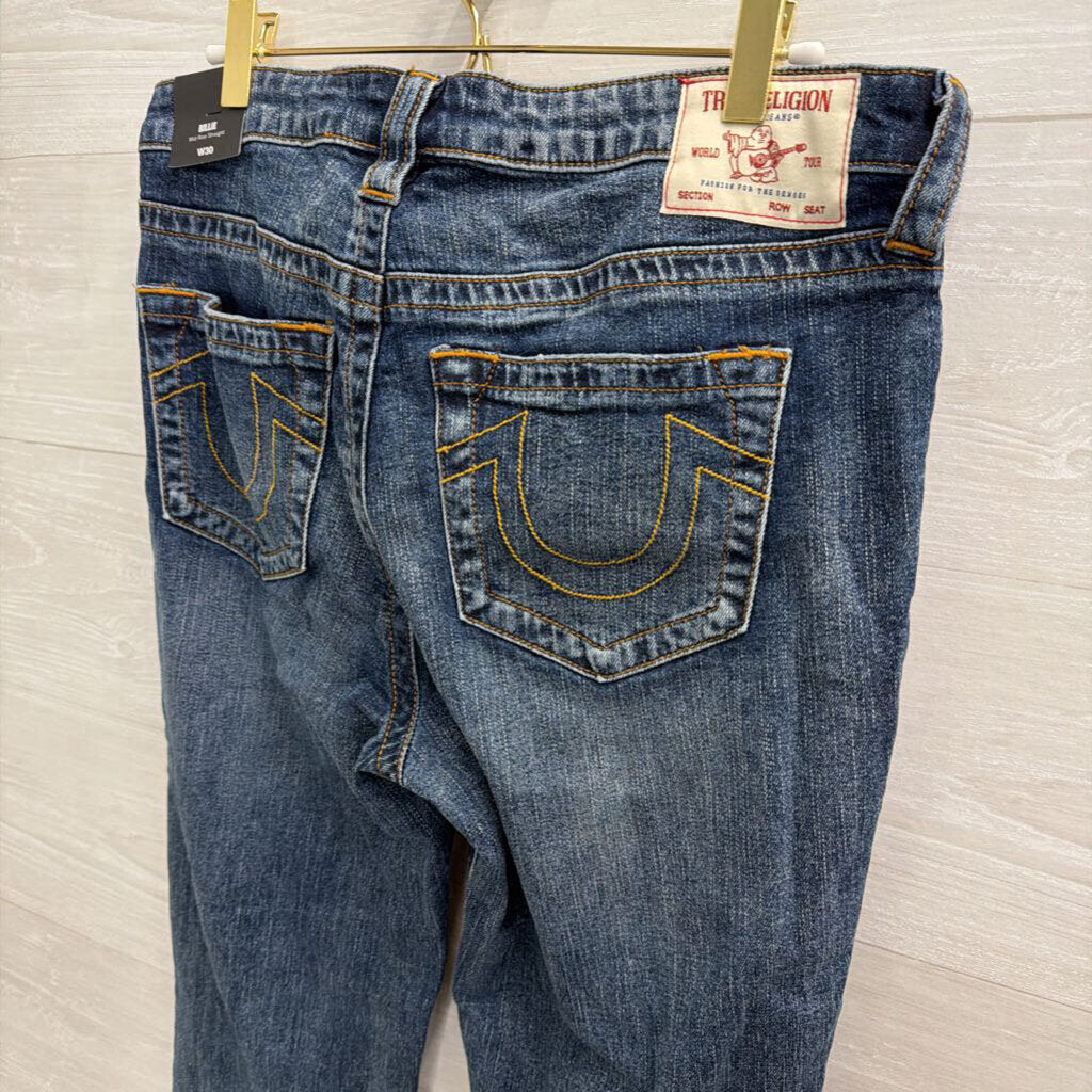 True Religion Dark Wash Billie Mid Rise Straight 30