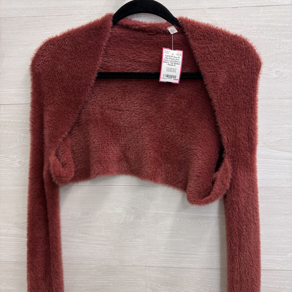 FP One Purple Soft Fuzzy Long Sleeve Bolero Top Medium