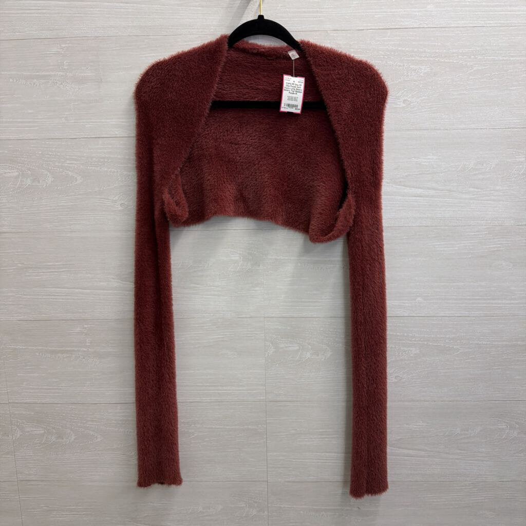 FP One Purple Soft Fuzzy Long Sleeve Bolero Top Medium