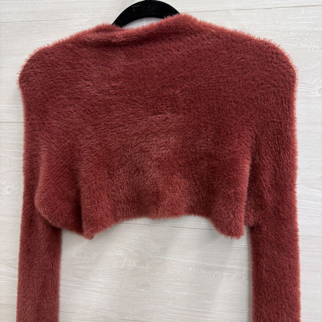 FP One Purple Soft Fuzzy Long Sleeve Bolero Top Medium