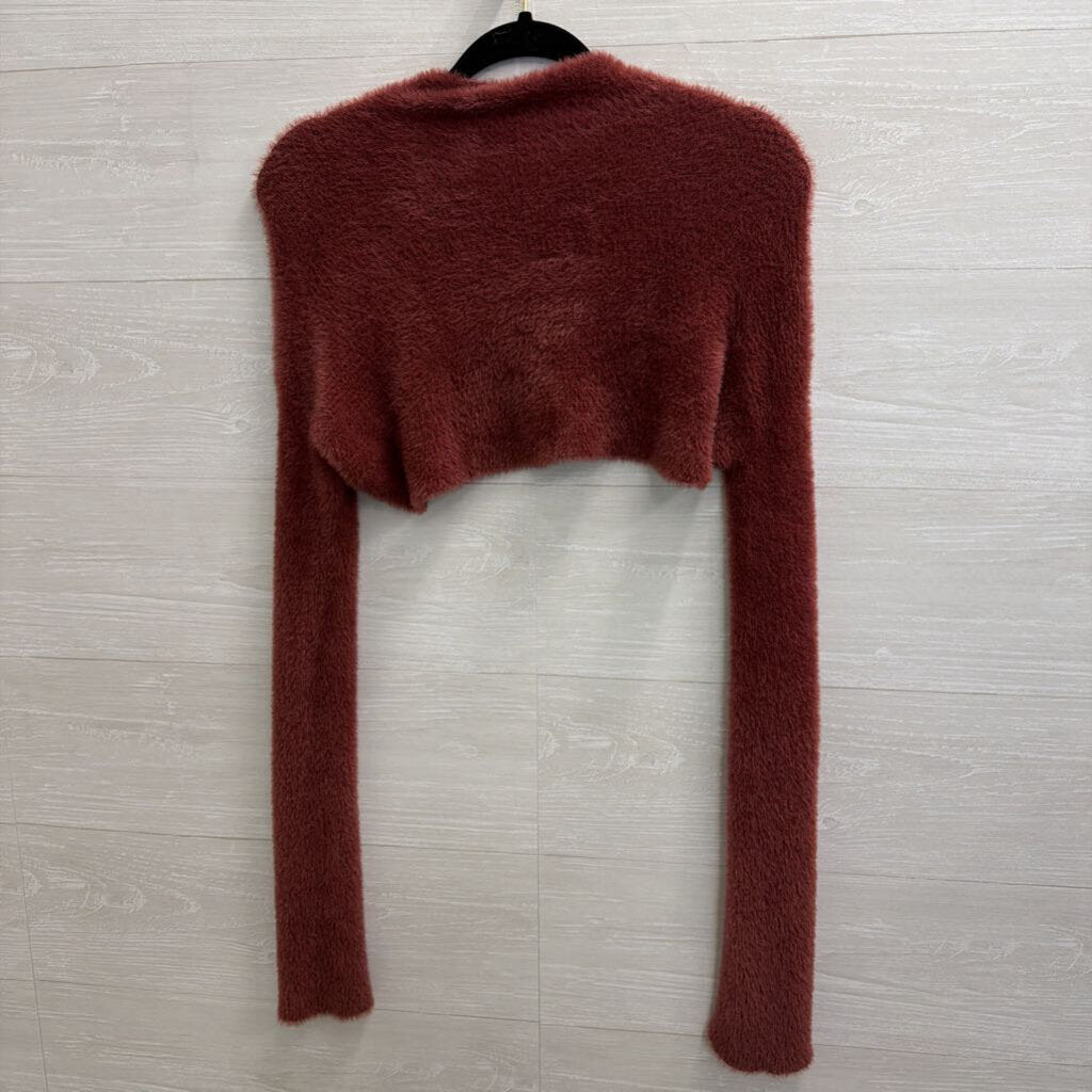 FP One Purple Soft Fuzzy Long Sleeve Bolero Top Medium