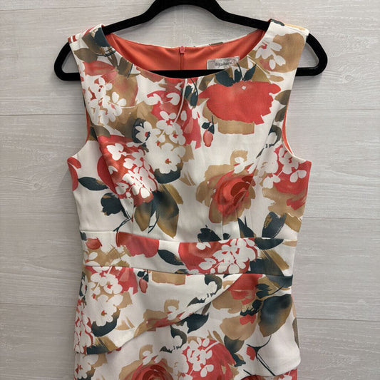 Dress Barn White/ Pink Floral Print Sleeveless Dress 8