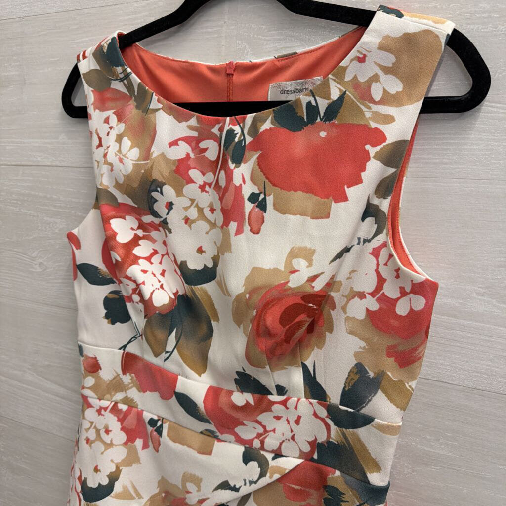 Dress Barn White/ Pink Floral Print Sleeveless Dress 8