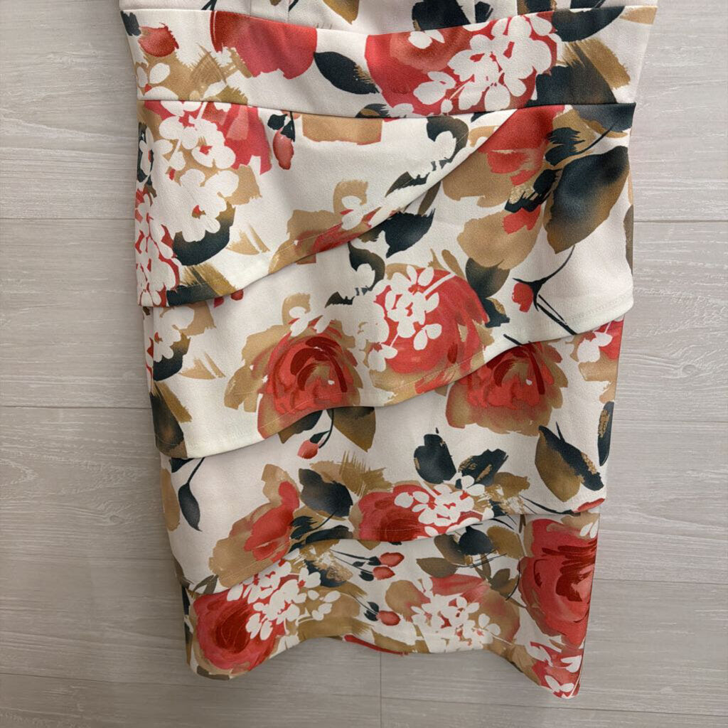 Dress Barn White/ Pink Floral Print Sleeveless Dress 8