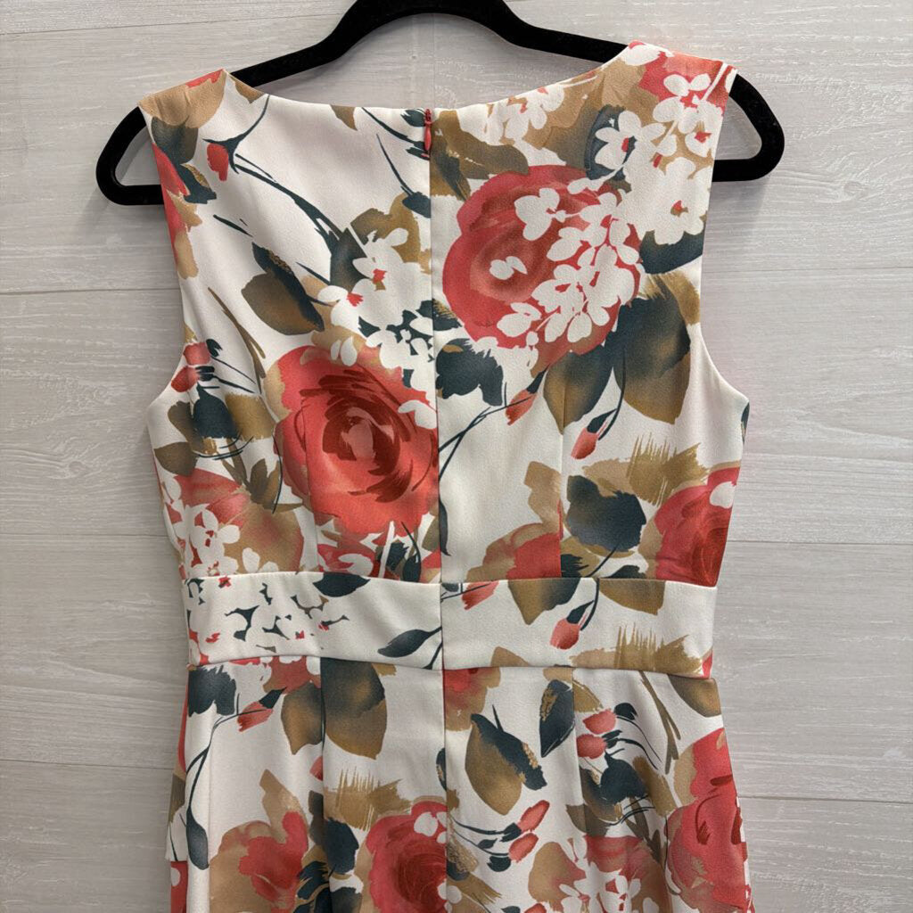 Dress Barn White/ Pink Floral Print Sleeveless Dress 8