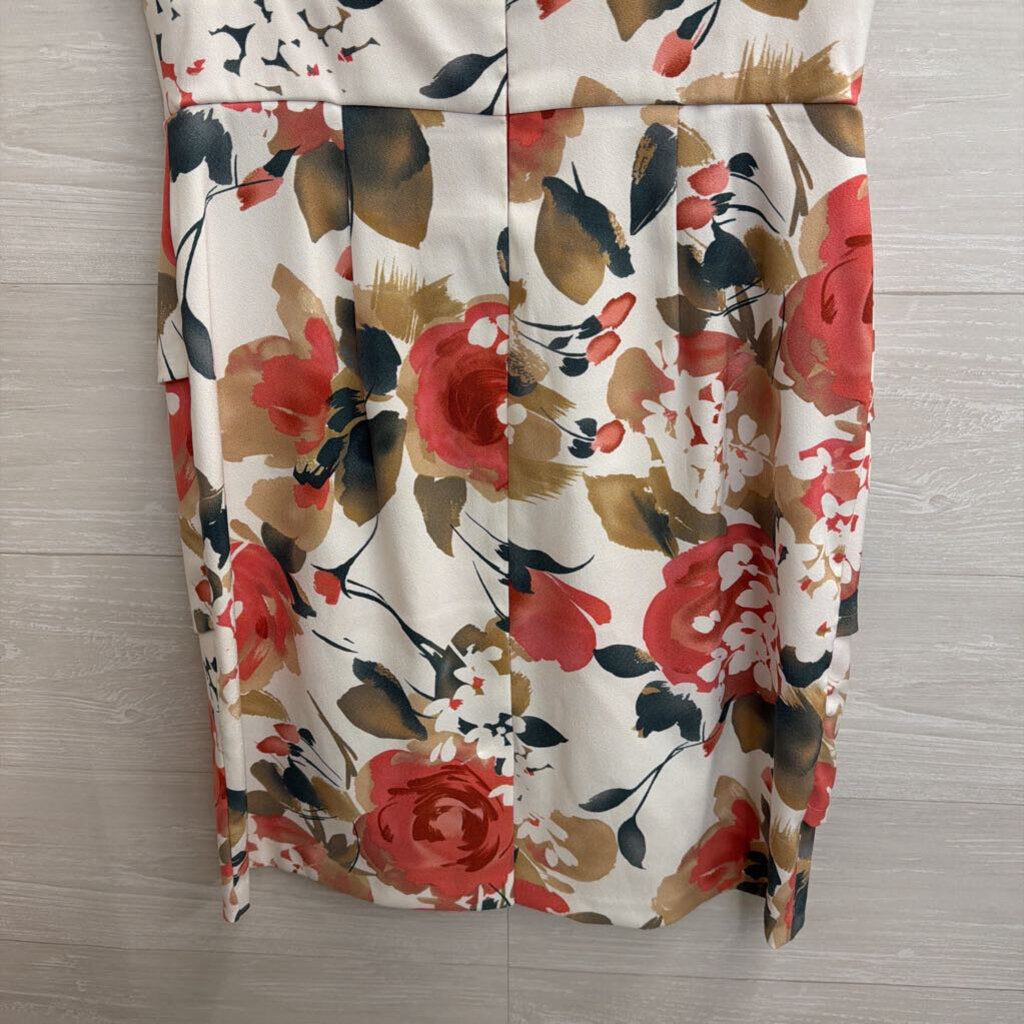 Dress Barn White/ Pink Floral Print Sleeveless Dress 8