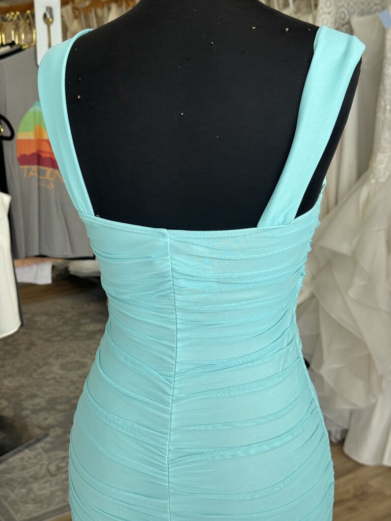 Lucy In The Sky Blue Tulle Ruched Short Formal Dress Small