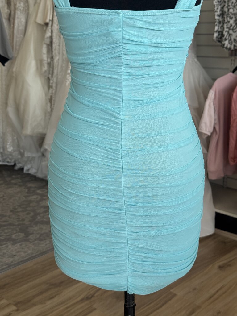 Lucy In The Sky Blue Tulle Ruched Short Formal Dress Small