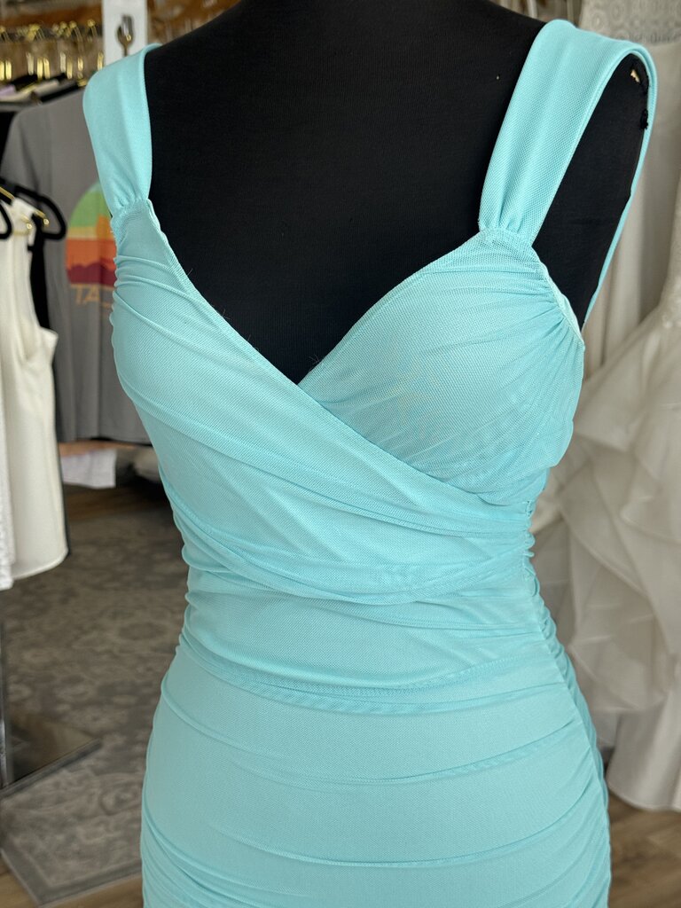 Lucy In The Sky Blue Tulle Ruched Short Formal Dress Small