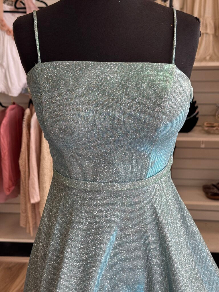 City Studio Blue/ Green Iridescent Shimmer Short Formal Dress 3