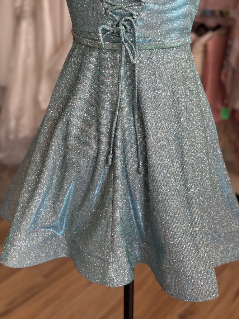 City Studio Blue/ Green Iridescent Shimmer Short Formal Dress 3