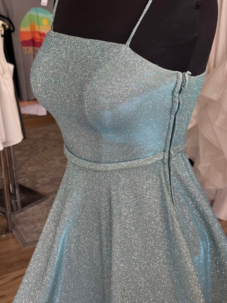 City Studio Blue/ Green Iridescent Shimmer Short Formal Dress 3