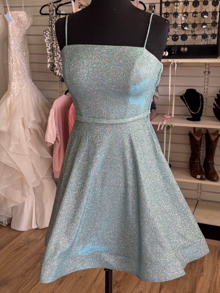 City Studio Blue/ Green Iridescent Shimmer Short Formal Dress 3