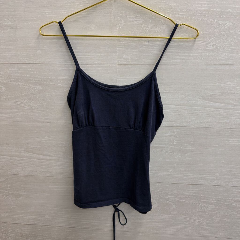 John Galt Navy Lace Up Back Tank Top Small