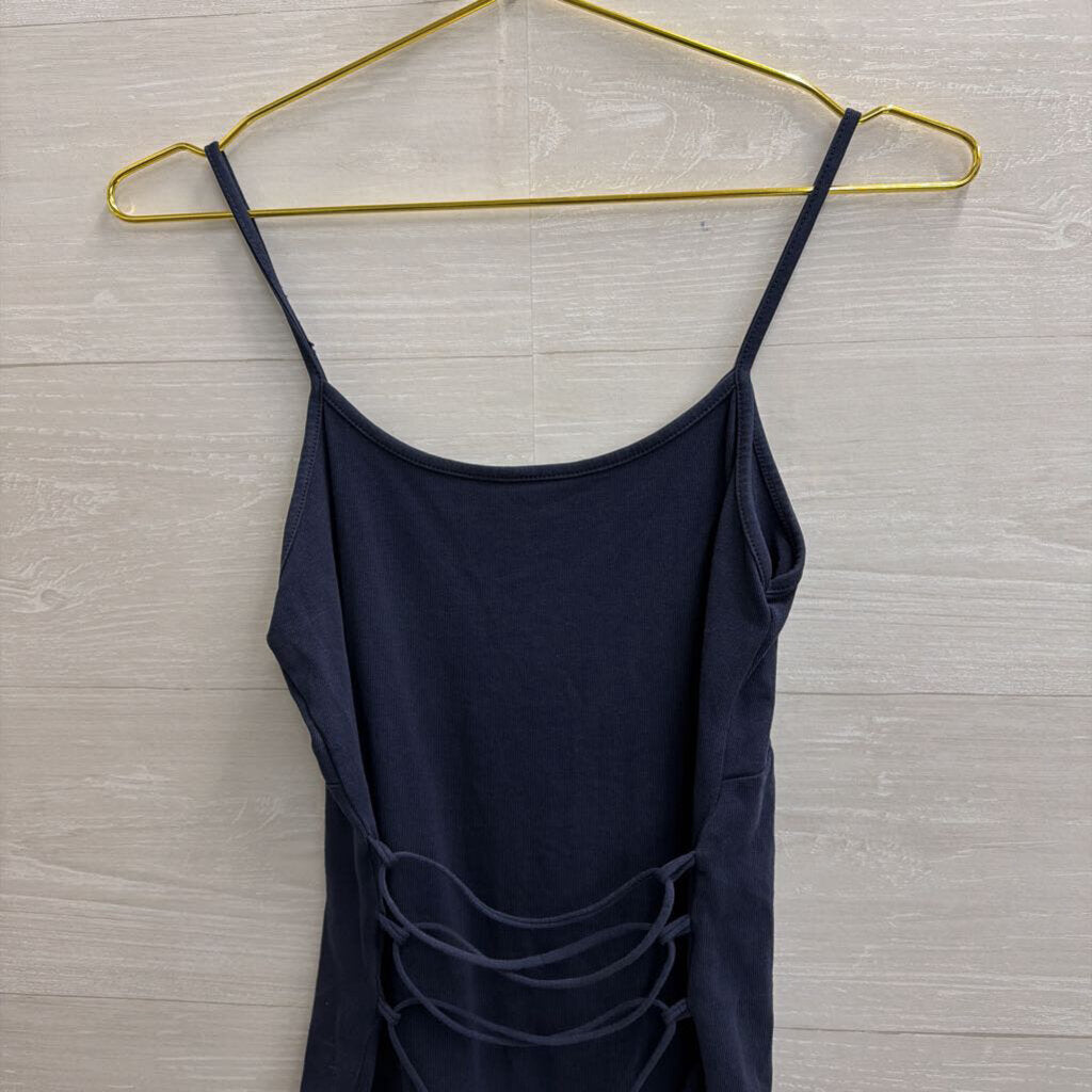 John Galt Navy Lace Up Back Tank Top Small