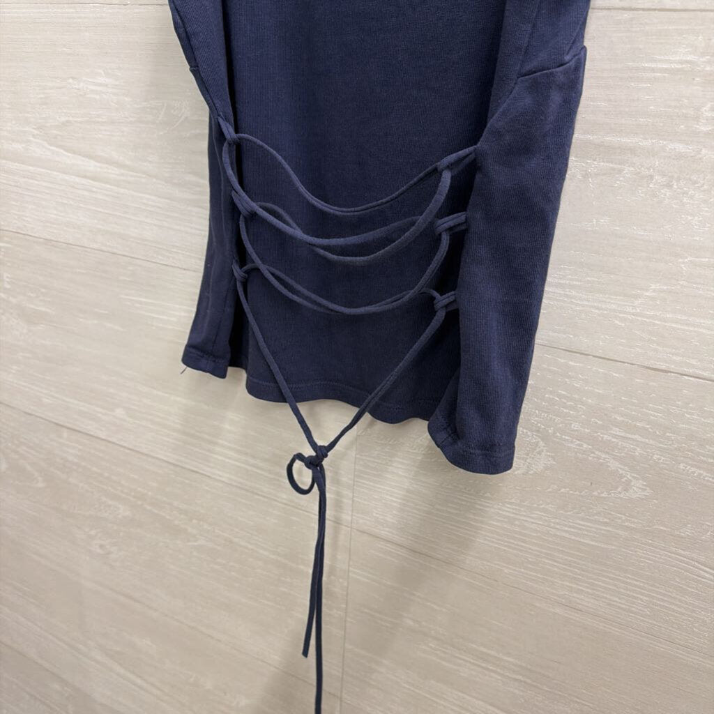 John Galt Navy Lace Up Back Tank Top Small