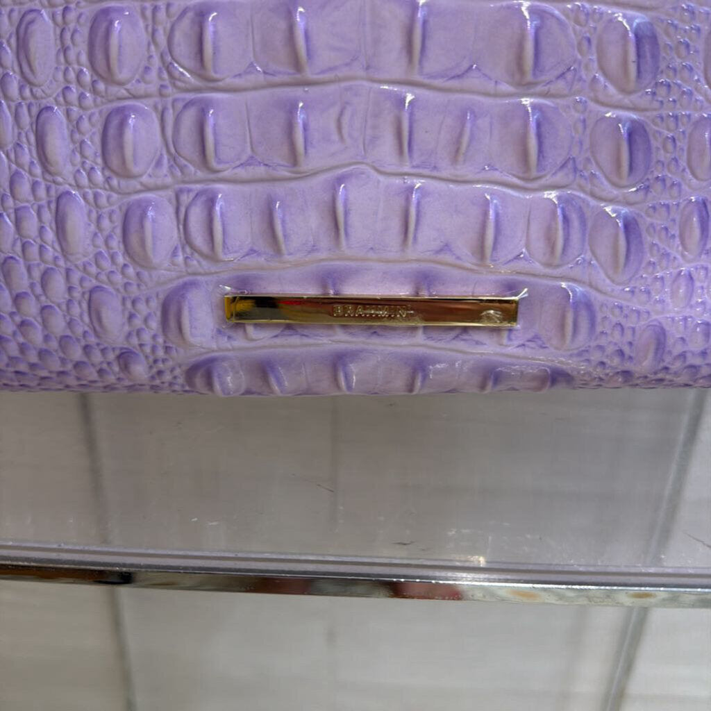 Brahmin Purple Crocodile Embossed Leather Finley Satchel Purse