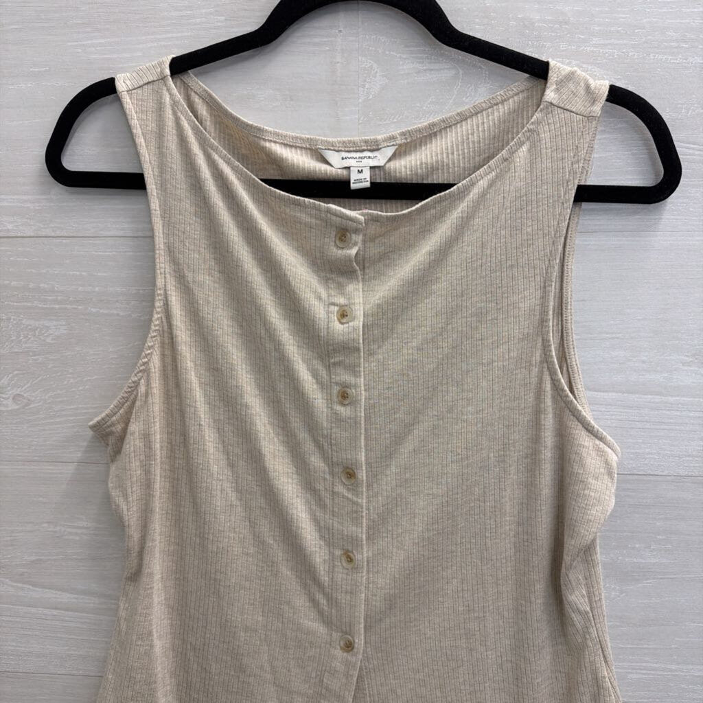 Banana Republic Beige Ribbed Button Front Tank Top Medium