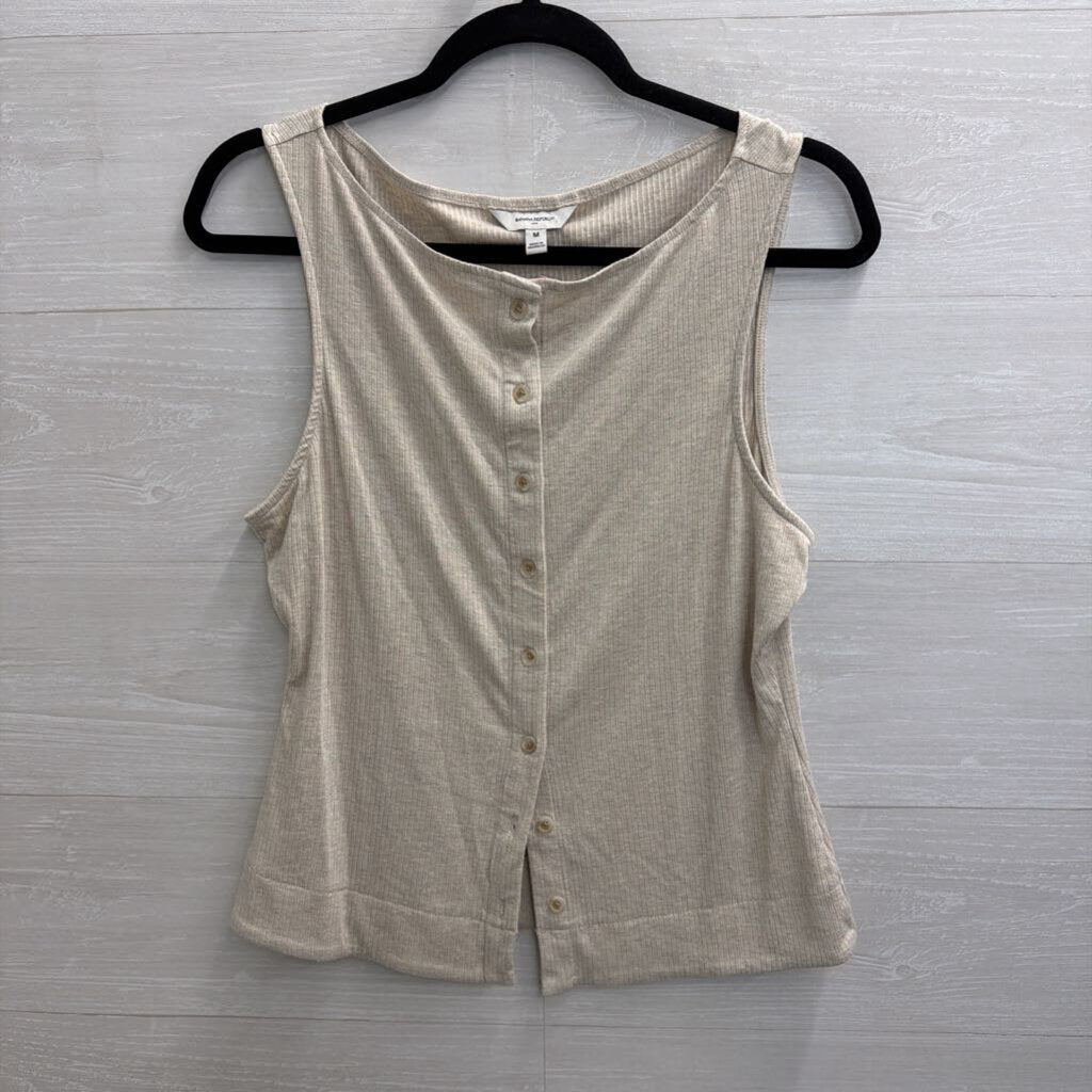 Banana Republic Beige Ribbed Button Front Tank Top Medium