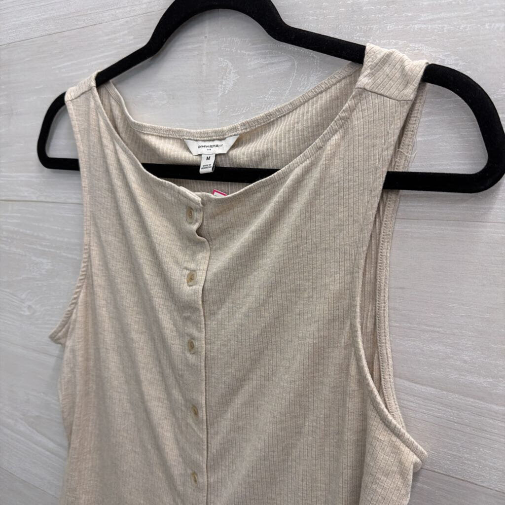 Banana Republic Beige Ribbed Button Front Tank Top Medium