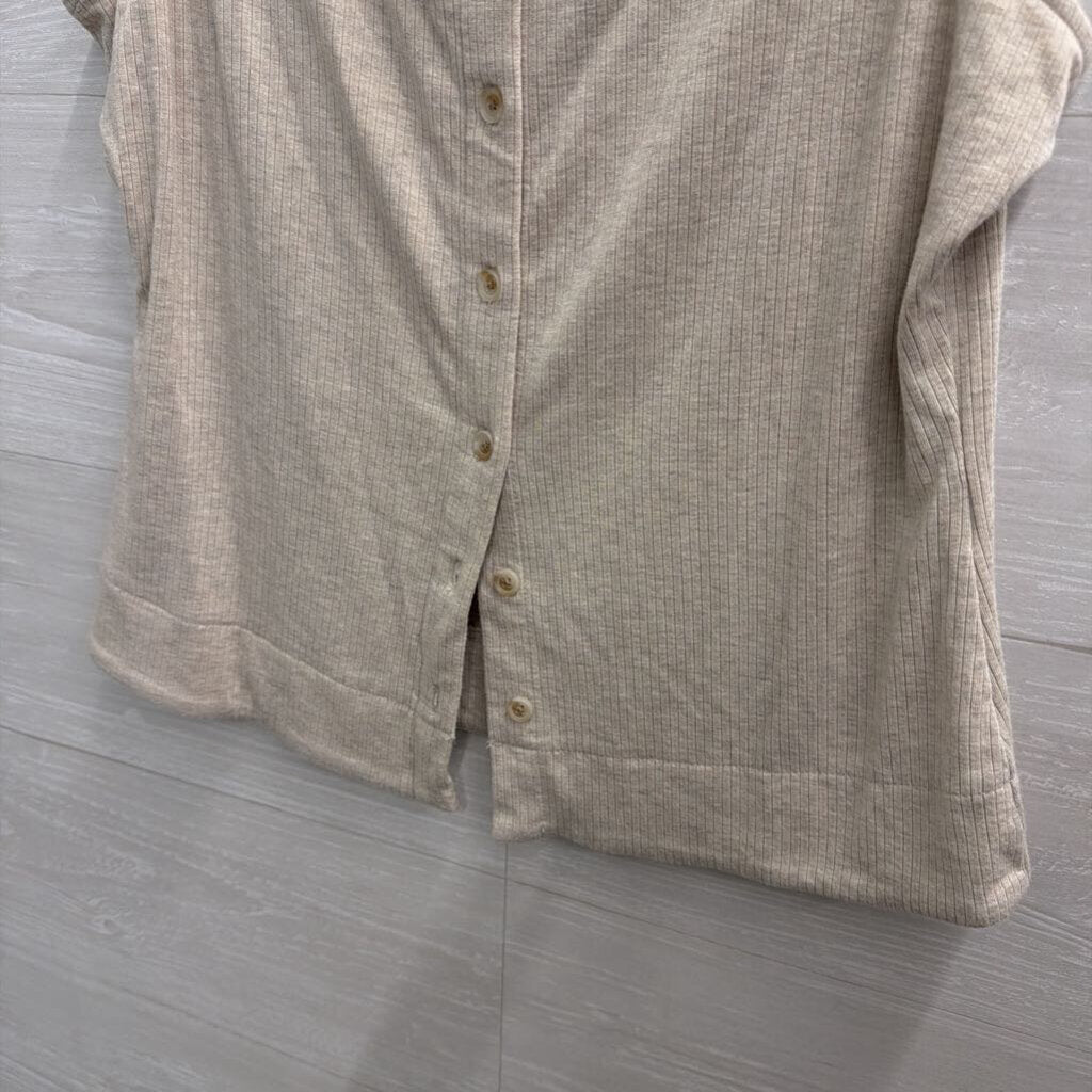 Banana Republic Beige Ribbed Button Front Tank Top Medium
