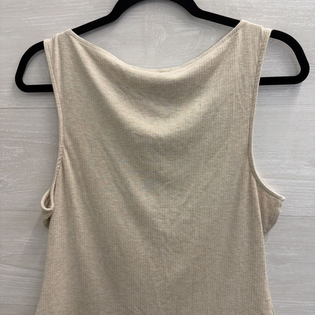 Banana Republic Beige Ribbed Button Front Tank Top Medium