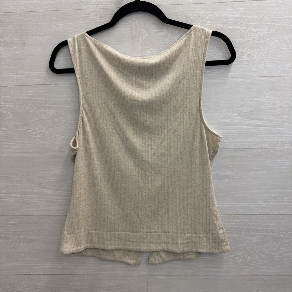 Banana Republic Beige Ribbed Button Front Tank Top Medium