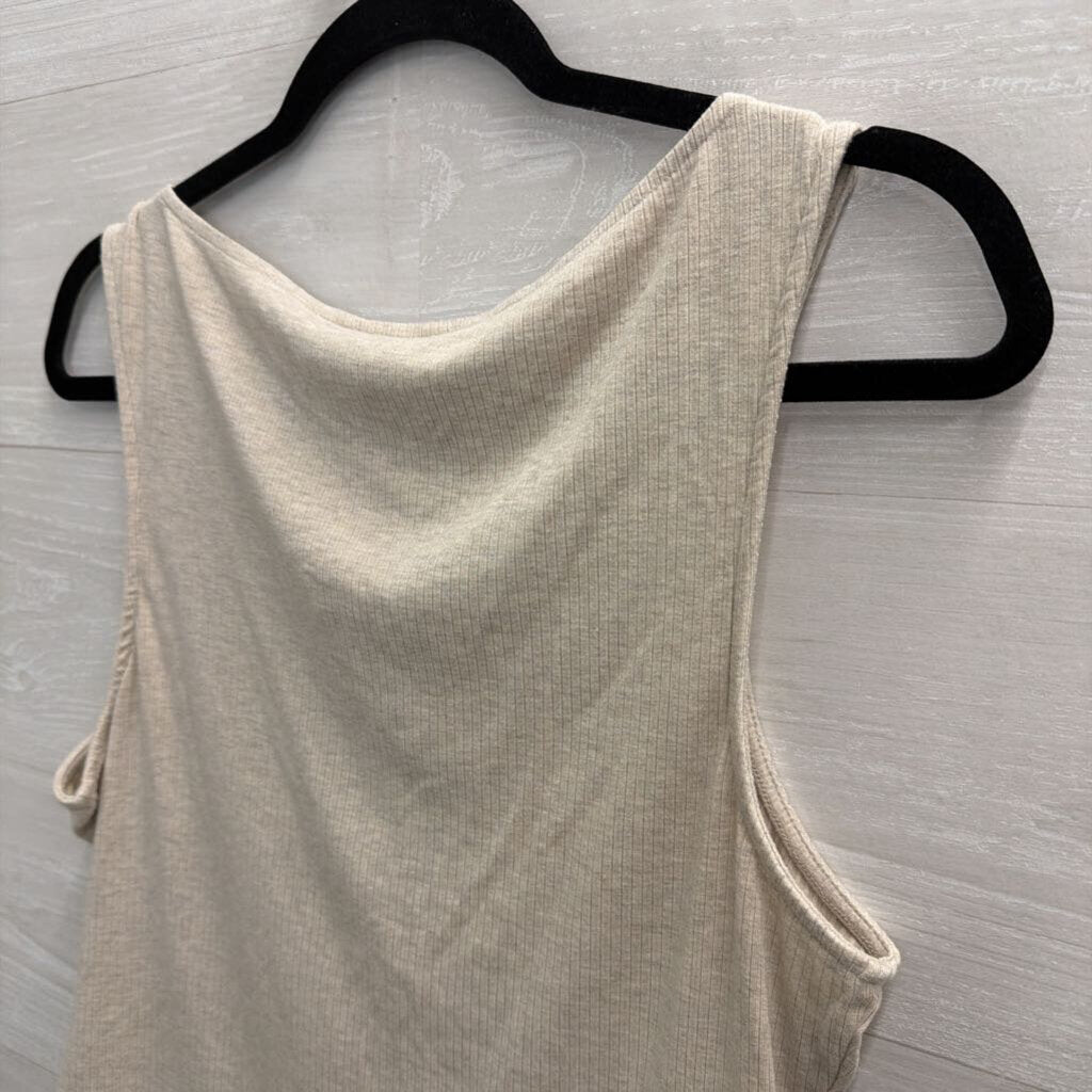 Banana Republic Beige Ribbed Button Front Tank Top Medium