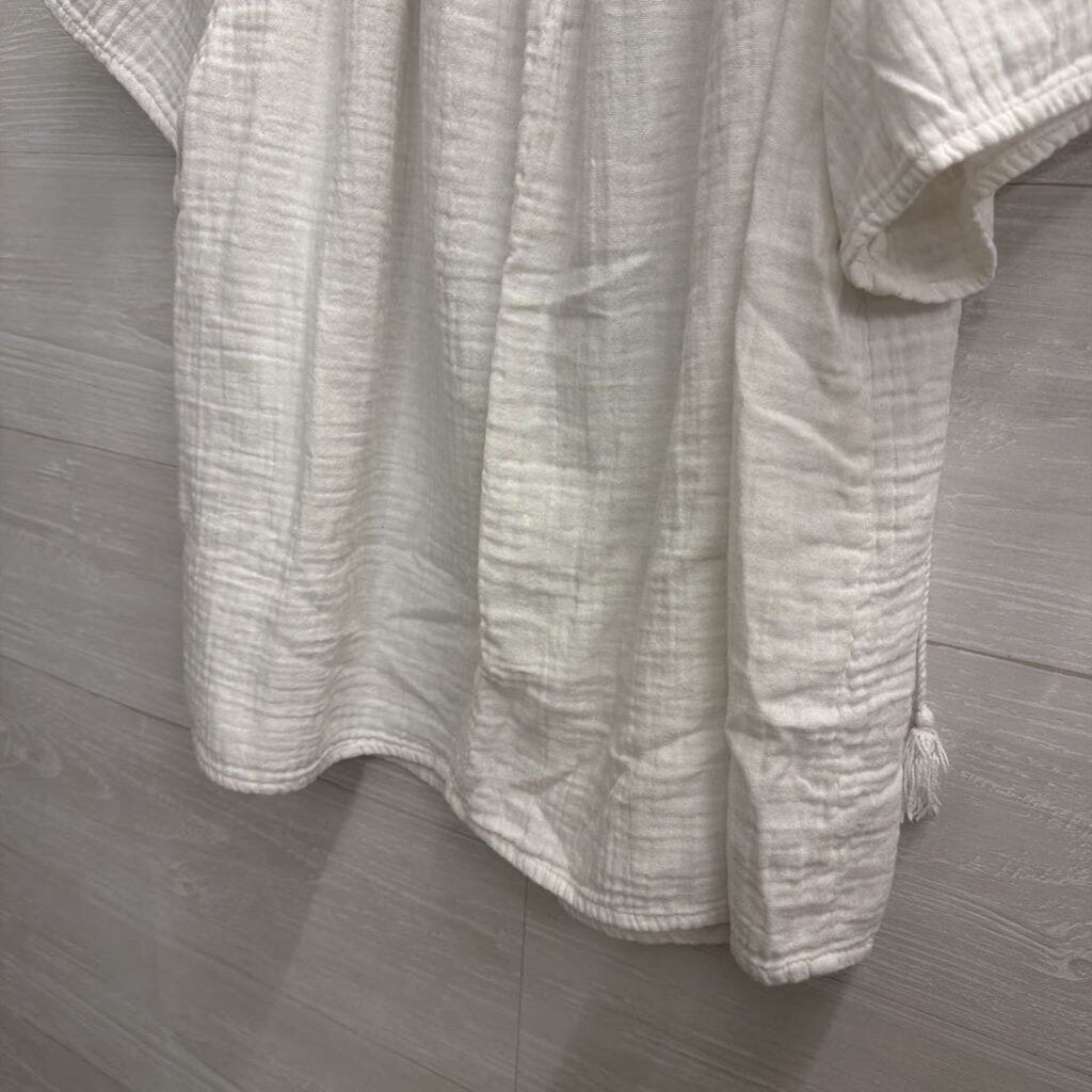 Faherty White Embroidered Short Sleeve Top Small