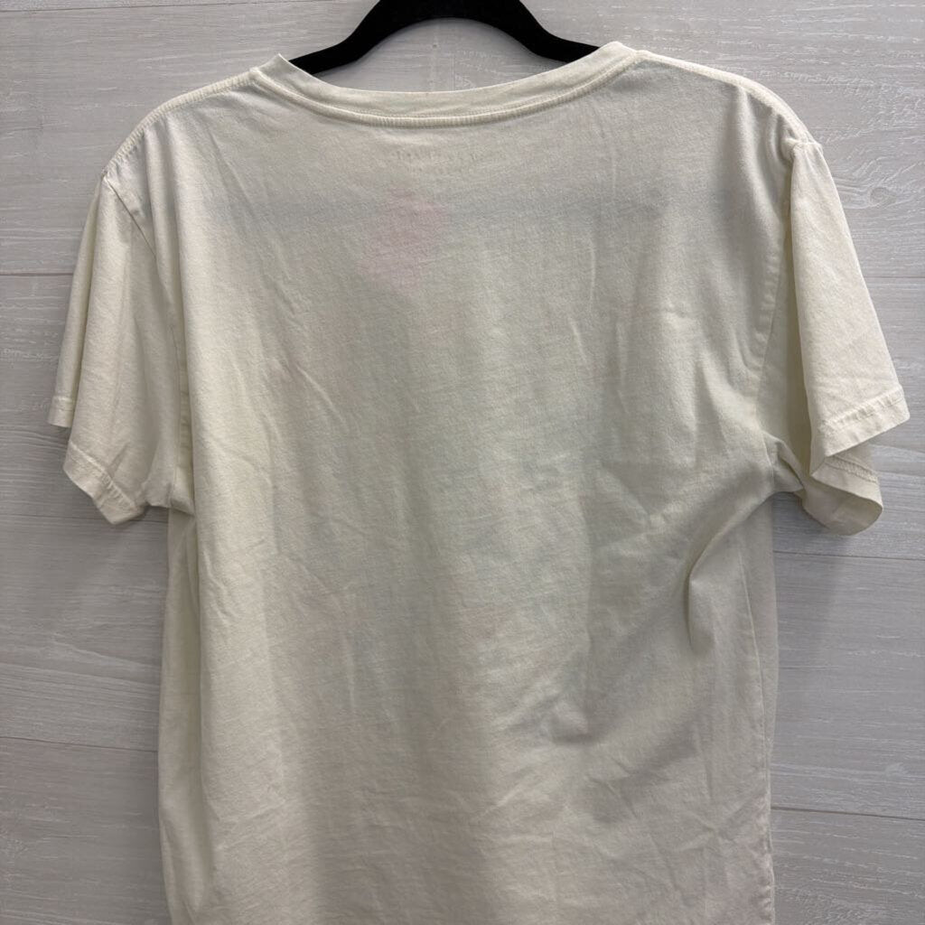 Lucky Brand White/ Multi Embroidered Floral Short Sleeve Top Small