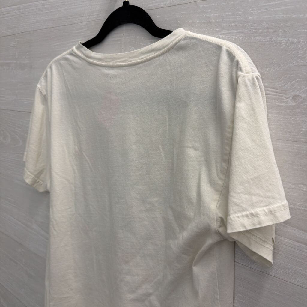 Lucky Brand White/ Multi Embroidered Floral Short Sleeve Top Small