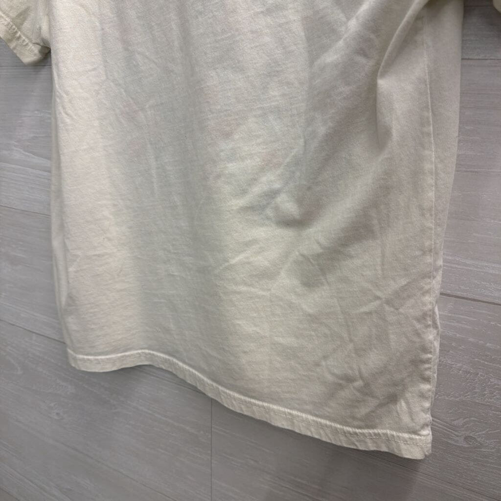 Lucky Brand White/ Multi Embroidered Floral Short Sleeve Top Small
