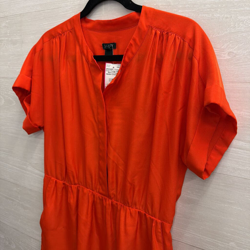 J Crew Orange Short Sleeve Dress Medium