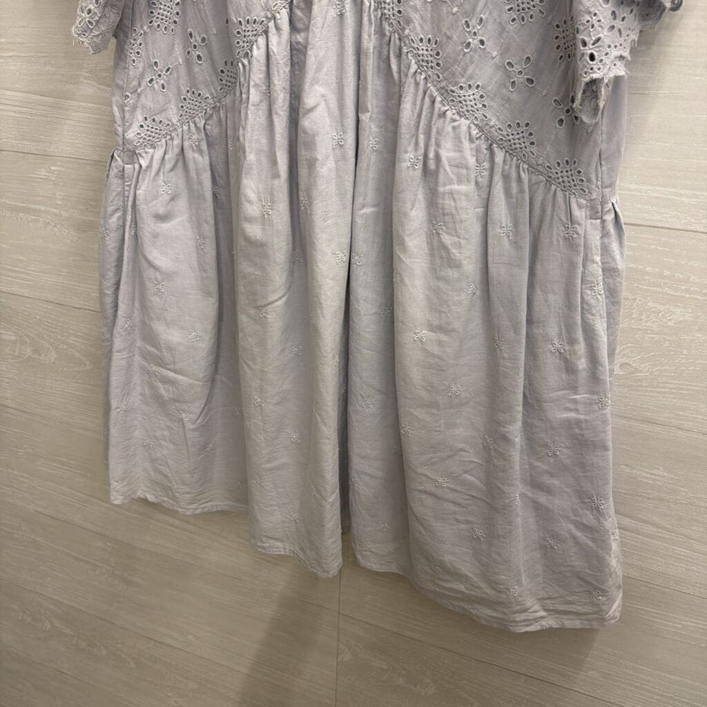 Blue Eyelet Detail Shift Dress Medium