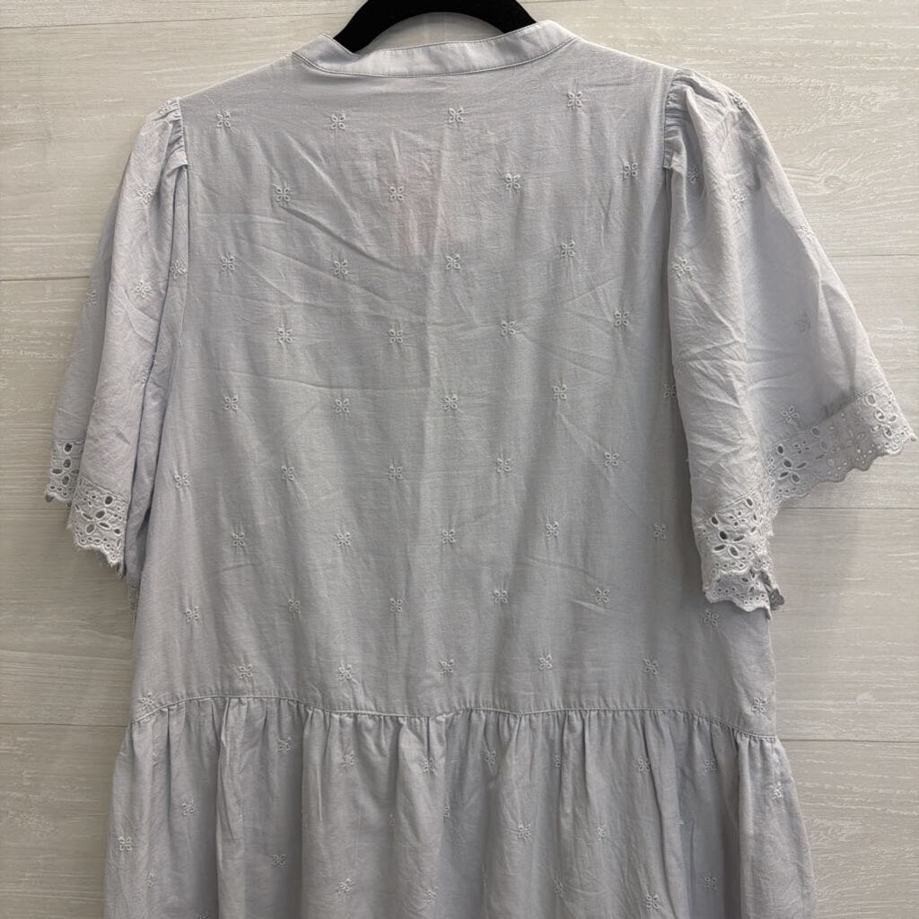 Blue Eyelet Detail Shift Dress Medium
