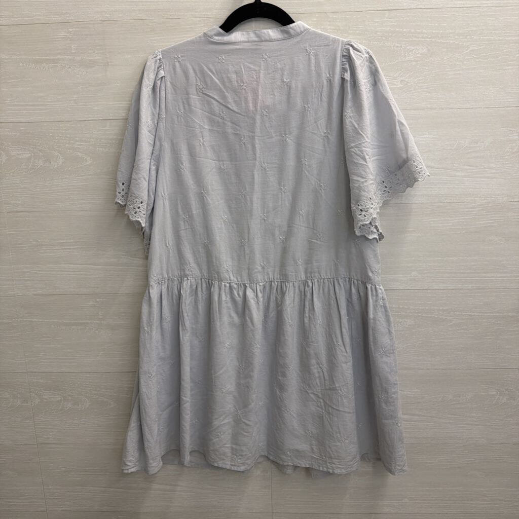 Blue Eyelet Detail Shift Dress Medium