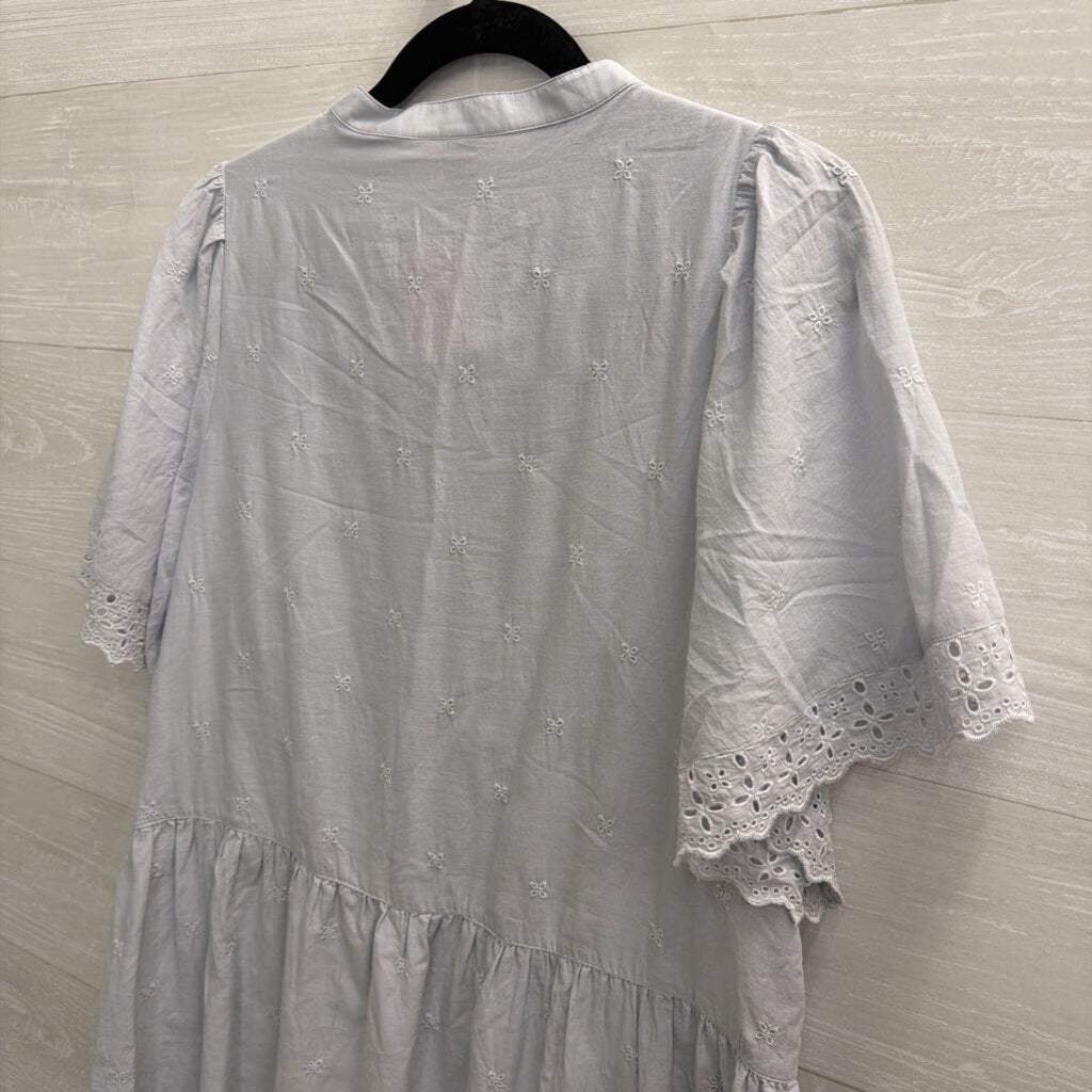 Blue Eyelet Detail Shift Dress Medium