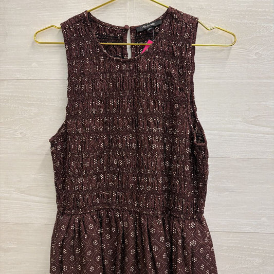 Madewell Purple/ White Print Smocked Top Sleeveless Midi Dress Medium