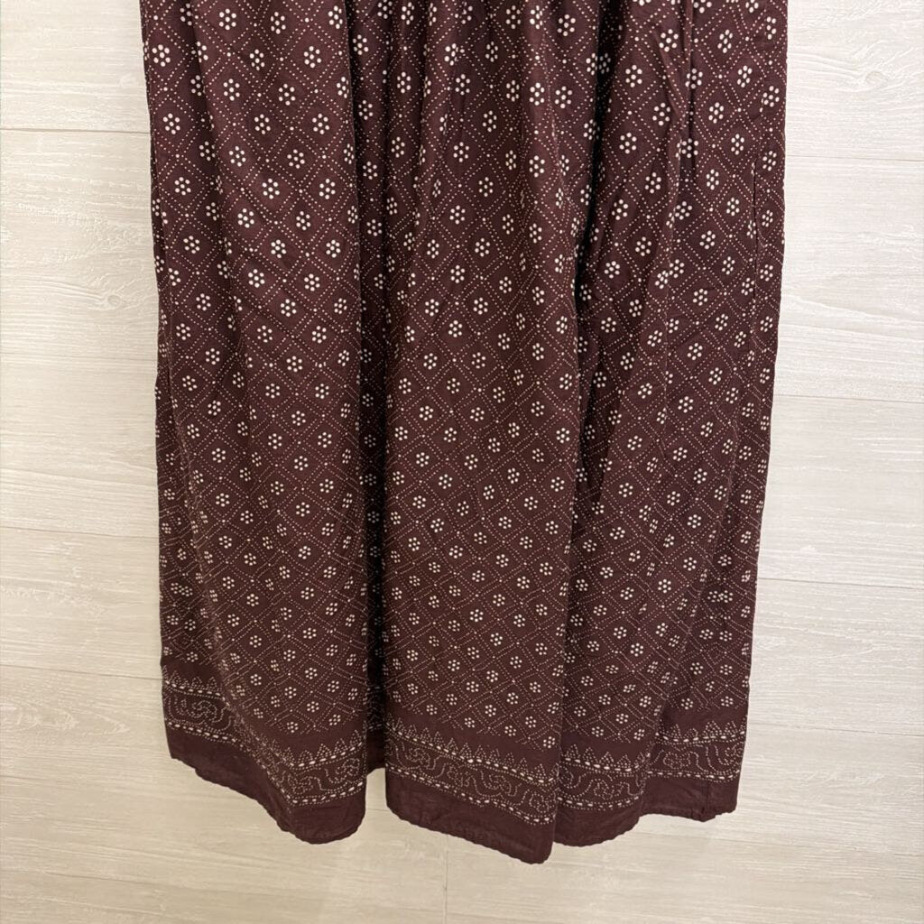 Madewell Purple/ White Print Smocked Top Sleeveless Midi Dress Medium