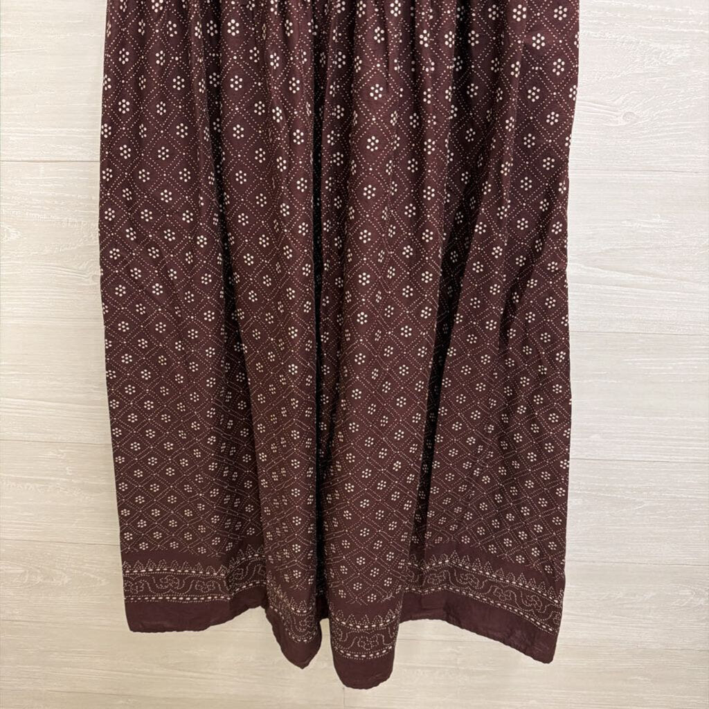 Madewell Purple/ White Print Smocked Top Sleeveless Midi Dress Medium