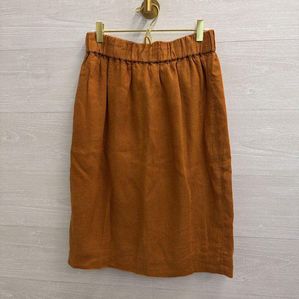 J Crew Brown Midi Skirt Medium Petite