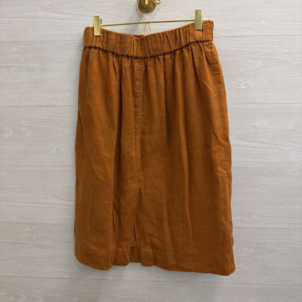 J Crew Brown Midi Skirt Medium Petite
