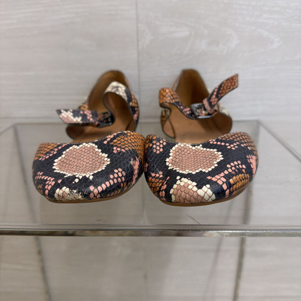 Madewell Brown Snake Skin Print Alina Mary Jane Flats 8.5