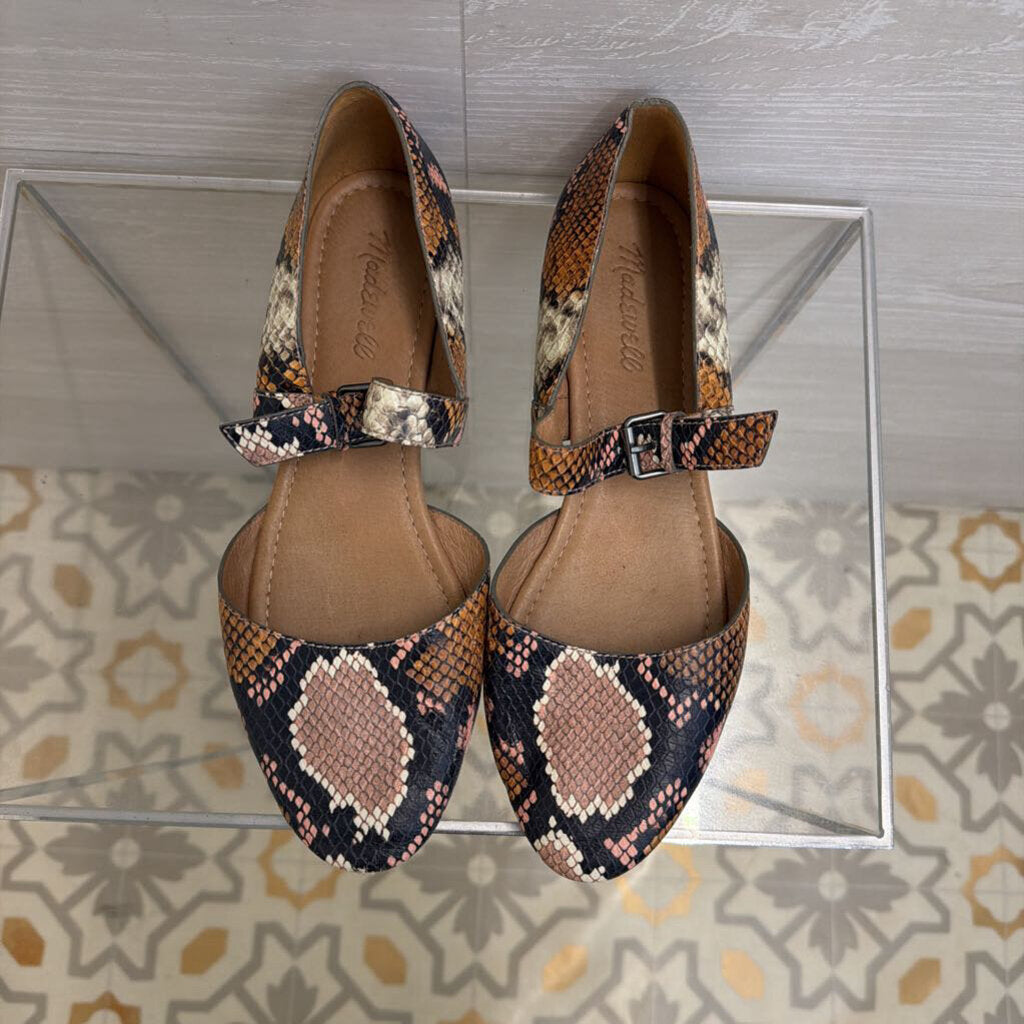 Madewell Brown Snake Skin Print Alina Mary Jane Flats 8.5
