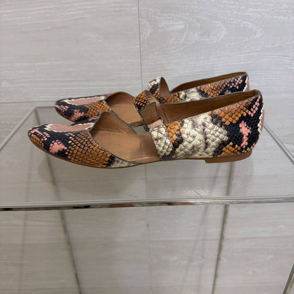 Madewell Brown Snake Skin Print Alina Mary Jane Flats 8.5
