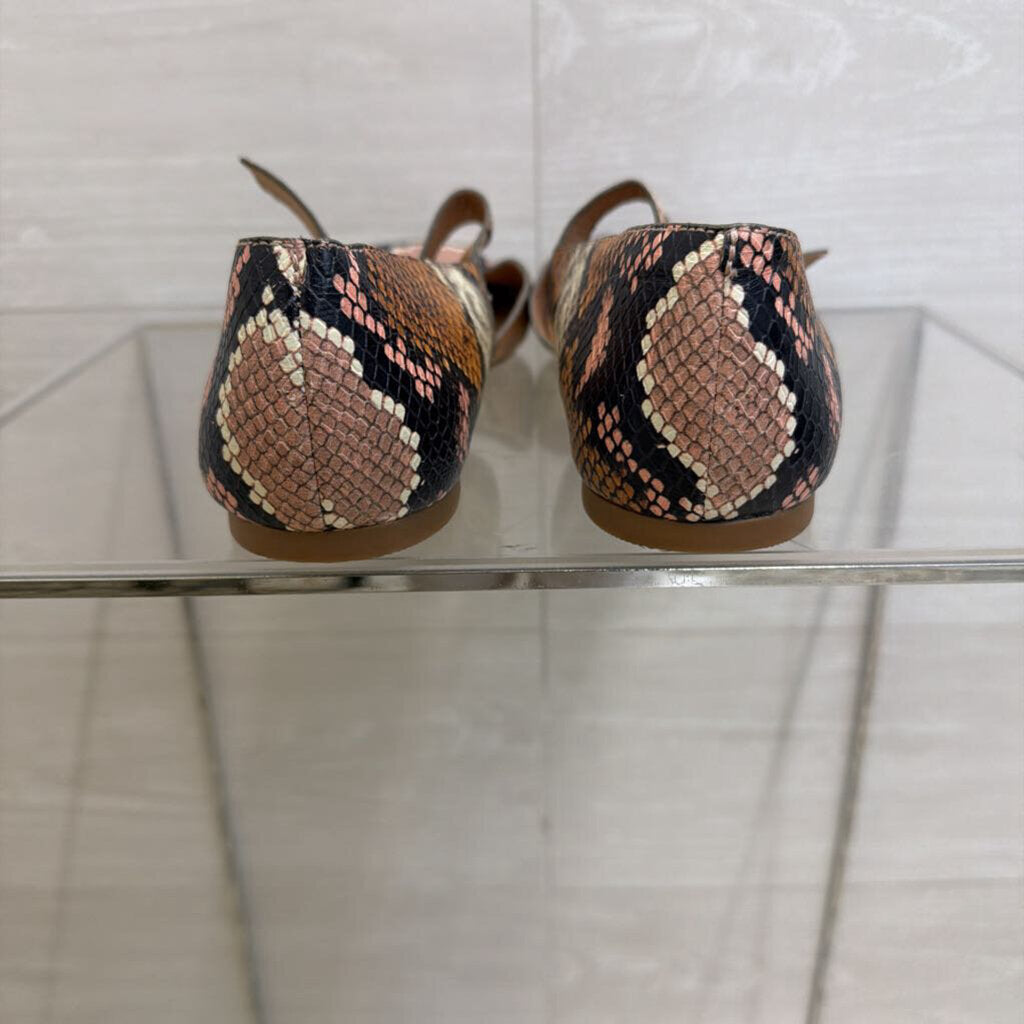 Madewell Brown Snake Skin Print Alina Mary Jane Flats 8.5