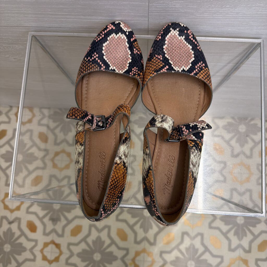 Madewell Brown Snake Skin Print Alina Mary Jane Flats 8.5