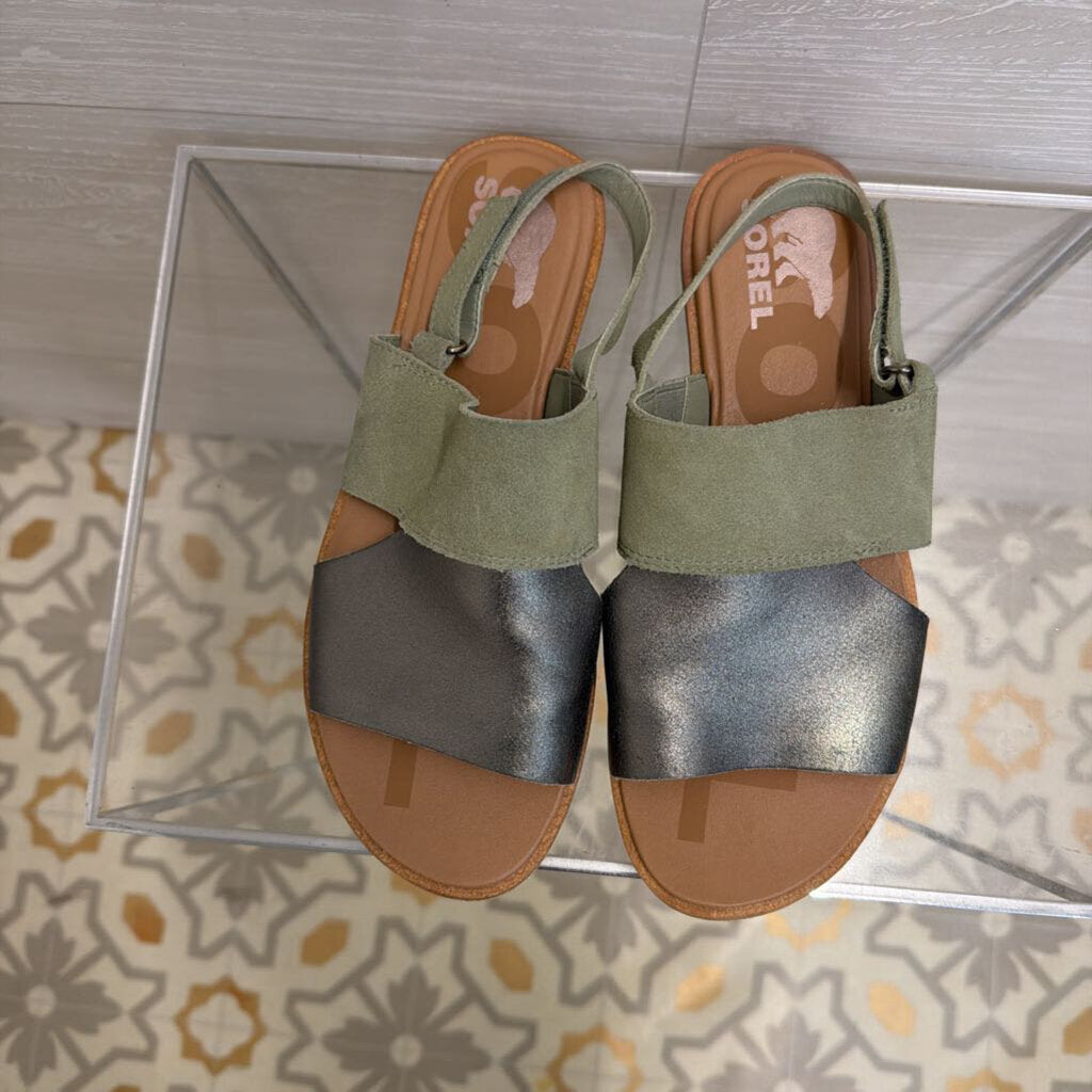 Sorel Green Ella II Slingback Sandals 8.5