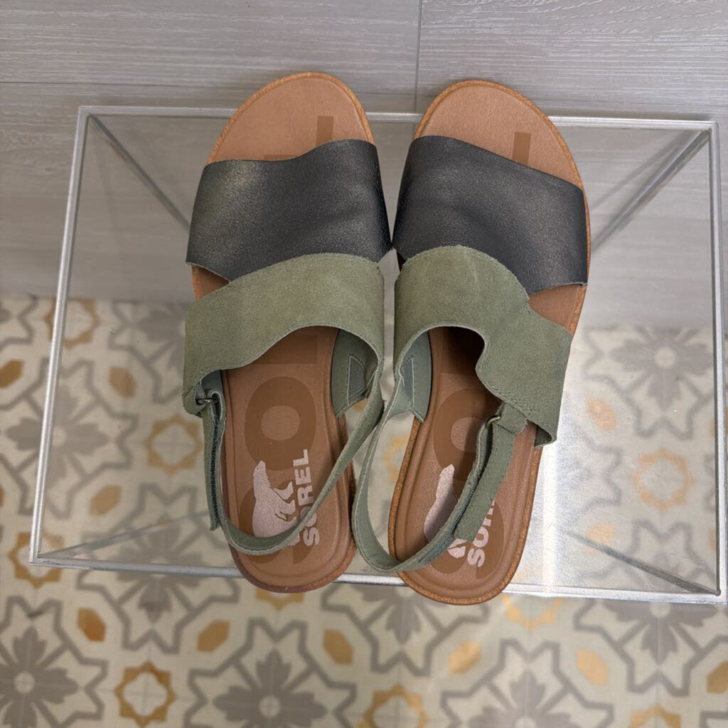 Sorel Green Ella II Slingback Sandals 8.5